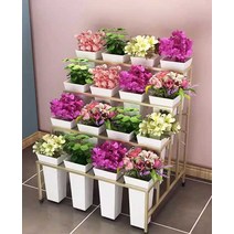 꽃집진열대 꽃꽃이 받침대 꽃가게 선반 생화 보관, (통 포함) 4x4 블랙 골드