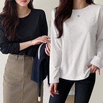 데일리앤 2종 여성 데일리 긴팔 무지 슬라브 티셔츠 멜렛