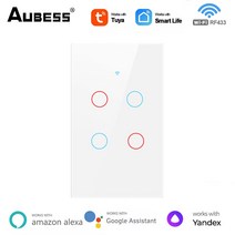 US EU 와이파이 스마트 조명 스위치 터치 Tuya 라이프 앱 제어 알렉사 구글 홈 작동 Yandex Alice Neutral, 10 white US 4gang