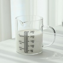하우키친 내열유리 계량컵 손잡이 눈금 유리컵, 250ml