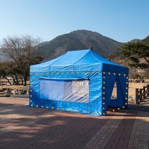 프리미엄 캐노피 천막 2X2 3X2 3X3 벽면 바람막이 창문 가림막 벽면가방 포함, P민자4벽면 3X2:블루