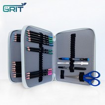 그릿(Grit) 색연필 학용품 파우치 가방 필통 그림, 72색, 그레이