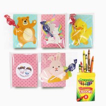 (5종1세트) 크레욜라 8색 + 막대사탕 + 선물 세트 포장 + 스티커 어린이 아동 유아동 학용품 어린이집 유치원 생일 단체 답례품, 크레욜라선물세트5종+8.감사합니다