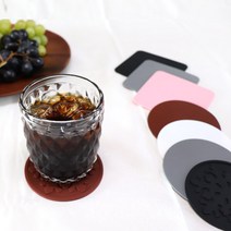 실리콘 컵받침 티 코스터 4개 원형 사각 컵받침대, 사각-블랙(4개)