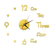 인테리어벽시계 예쁜 무소음 벽걸이 시계 3D Wall Clock Modern Design DIY Acrylic Mirror Stickers for L, 06 Gold B