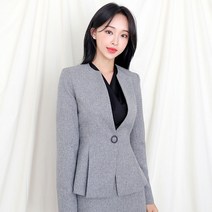 노카라 여자 정장 자켓 회색 프릴 슬림핏 쟈켓 오피스 [링그레이JK]