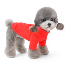 데일리 목폴라 애견 반려견 의류 목티 가을 겨울 터틀넥 강아지 옷 티셔츠 소형견 중형견, 레드