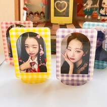 아크릴 체크 스탠드 예절샷 증사 홀더 포토카드 슬리브 키링 111458, 퍼플