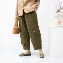 엄마옷마미소 예쁜꽃자수솜바지 패딩 할머니옷 요양원옷 중년여성5060 빅사이즈 몸빼 누빔 생활한복 따수미 단색꽃자수 솜패딩바지 일복바지 밴딩바지