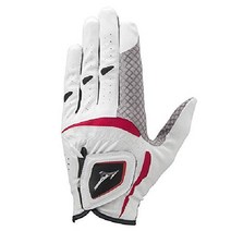 MIZUNO 골프 장갑 더블 그립 남성용 왼손 인공 피 혁 + 실리콘 프린트 합성 피혁 화이트/블랙 24cm, 화이트레드