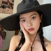 치키티타 남녀공용 빅사이즈 와이드 등산 모자 경량 통기성 캠핑 낚시 아웃도어 햇빛가리개 사파리햇 챙모자, 블랙