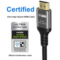 (2주배송) 엔비디아 안드로이드 티비 프로 10k 8k 4k HDMI 케이블 6.6 FT 인증된 48Gbps 1ms 초고속 2.1 120Hz 144Hz 60Hz 12비트 ARC e, [04] 15피트/5m