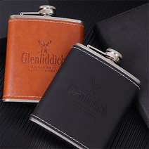 음주 측정기 Bpa 미니 7 온스 Pu 가죽 랩 위스키 Flagon 304 스테인레스 스틸, black elk