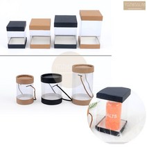 투명 간식 쿠키 사탕 캔디 초콜릿 선물 상자 케이스 통 어린이집 여친 남친, 원형 6.5x9cm 블랙