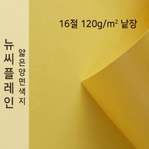 뉴씨플레인 종이문화 얇은 양면색지 120g 16절 낱장 1매 No.43 노랑색, 1장