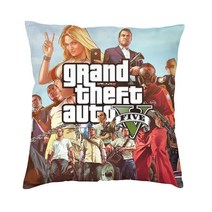 감성 붙박이의자 스탠딩 의자 Grand Theft-그랜드 도난 자동차 베개 케이스 45x45cm 소파 GTA 어드벤처 게임 쿠션 커버 벨벳 양면 인쇄, [05] 66x66cm 26x26in, [05] 5