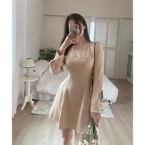 ROUET_MADE 스프링 스퀘어넥 A라인 미니 원피스_RUOOPB10059