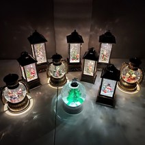 LED 사각 원형 랜턴 크리스마스 워터볼 스노우볼 오르골 선물 장식소품, 3.큰 사각 워터볼, 1.산타 워터볼
