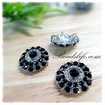 비즈라이프 보석단추 1, 1개, B-0051 25mm검정 원형4구