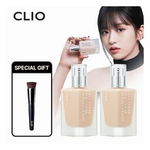 [클리오] [CLIO] 파운데이션 1 + 1 구성 (파운데이션 * 2개 + 브러쉬 * 1, 색상:02호 란제리, 상세 설명 참조