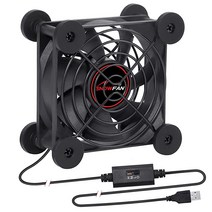 SNOWFAN 무소음 USB 컴퓨터 팬 80mm USB 팬 캐비닛 팬 5V 무소음 냉각 수신기 DVR 플레이스테이션/AV 캐비닛/TV 박스/Xbox 게임 콘솔용 (80mm 블랙, Black_1