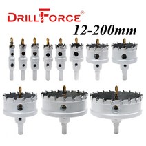 드릴 비트 Drillforce 12 200mm tct 구멍 톱 합금 카바이드 코발트 스틸 커터 스테인레스 스틸 플레이트 철 금속 절단 키트, 49mm