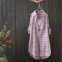 카라넥 긴 소매 체크남방 여성 하프기장 여름 슬림핏 트나가디건 래쉬가드 코트 와이셔츠 4711874820