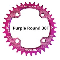 옴니움 크랭크 자전거 104bcd round shape 좁은 폭 싱글 플레이트 체인링, 보라색 라운드 38t