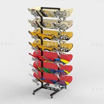 스노우 보드 진열대 스케이트 거치대 롱보드 보관 랙, 바퀴 55x37x90CM를 가진 백색 4개층