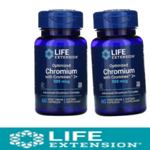 라이프익스텐션 크롬 유전자변형성분 무함유 500mcg 옵티마이즈드 크로뮴 optimized chromium crominex [60정*2병]