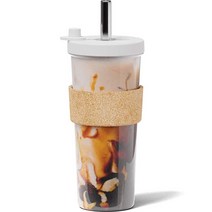 Dodoko 710ml(24온스) 누출 방지 재사용 가능한 보바 컵 및 스무디 텀블러 재밀봉 뚜껑 플러그 포함 | 버블티 보바를 위한 넓은 스테인리스 스틸 빨대 식기세척기 사용, Snow