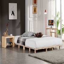 키즈아이랜드 침대 프레임 매트리스 깔판 받침대 미니싱글 원목발통 FH6cm, 내추럴