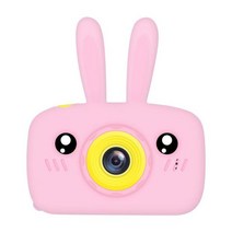 폴라로이드카메라 휴대용 1200W HD 디지털 카메라 귀여운 만화 토끼 모양 IPS 스크린 미니 비디오 장난감, 01 pink
