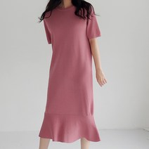 어반프랑 여성용 헤이 머메이드 비스코스 여성 여름 반팔 니트 롱 원피스