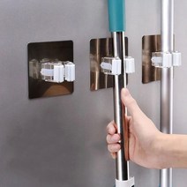 청소도구걸이 봉걸레홀더 주방용품정리 화장실솔걸이대 밀대 빗자루 무타공 강력접착식 다용도, 1개, 1개