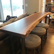 우드슬랩 통원목 바 테이블 좁고 긴 매장 스타벅스 창가 베란다 테라스 티테이블, A. 100x 45x 105