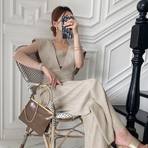 글순조롭다 여성 점프수트 빈티지 슬리브리스 와이드 점프슈트