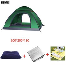 텐트 아웃도어 전자동 1인용 자외선 차단 방충실 내 작은집 텐트, 2-3사람들짙은녹색이중문(뜨거운판매), 패키지3(베개+방습매트+피크닉매트)