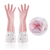 주방 긴 고무장갑 설거지 요리 장갑, 기모 고무장갑 기본형/핑크 5켤레