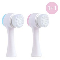 1+1 화장 지우기 세안 얼굴 페이스 모공 관리 실리콘 클렌징 브러쉬 솔 거품기, 핑크2개