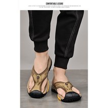 부두층 소가죽 조리 슬리퍼