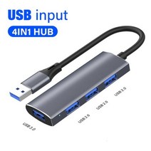 맥북용 휴대용 경량 OTG 컨버터 USB C 타입 to 4 허브 30 20 멀티 포트 분배기 Hab 어댑터 독 스테이션, USB input