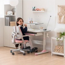 위드그로우 [위드그로우]컴포트 2.2 높이각도조절 책상+지니의자 i107S 세트, 책상그레이/의자핑크