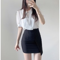 여성 여름 라운드넥쉬폰 반팔 랩 블라우스 병원 코디네이터 실장 은행원 유니폼