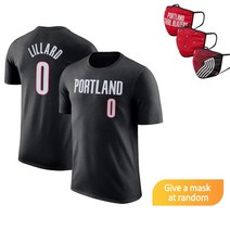 LILLARD 0 데미안릴라드 NBA 반팔 티 셔츠 랜덤마스크 포틀랜드 블레이저스 빅사이즈 농구 스웻 슈팅 져지