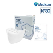 메디컴 KF80 화이트 마스크 대형 사이즈 1Box (25ea), 25개입