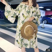 가바바 여성 빅사이즈 원피스 파인애플 오프숄더 미니원피스 G50279