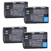 견고한 2650mAh LP-E6 배터리 + 캐논 호환 EOS 6D 7D 5D 마크 II IV 80D 90D R5 R6 XC10, 07 4 battery