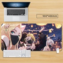 마우스 장패드 롤 리그 오브 레전드 KDA아리 큐티 캐릭터 게임 대형 마우스패드 게이밍 패드 피시 게임 굿즈, 색상-10, 90*40cm