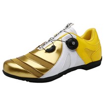 자전거 신발 사이클링 클릿 MTB 로라방 신발 로드바이크슈즈, 40, 화이트 및 옐로우 고무 소재 밑창